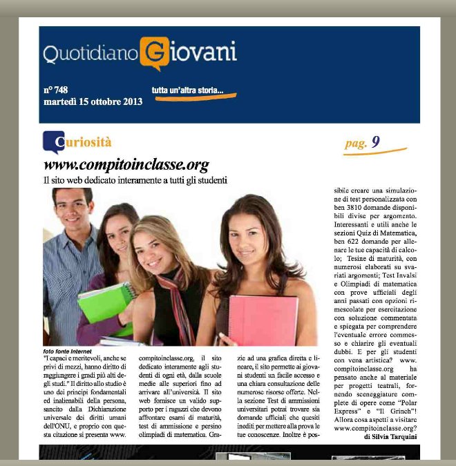 Articolo su www.quotidianogiovanionline.it - piccolo