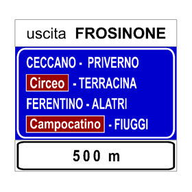 Segnale di riferimento: SEGNALE DI ITINERARIO EXTRAURBANO